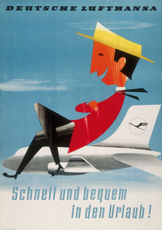 Blechschild Luft Hansa AG Bäder Flugzeug geprägt 20x30 Reklame Vintage Sign 1242